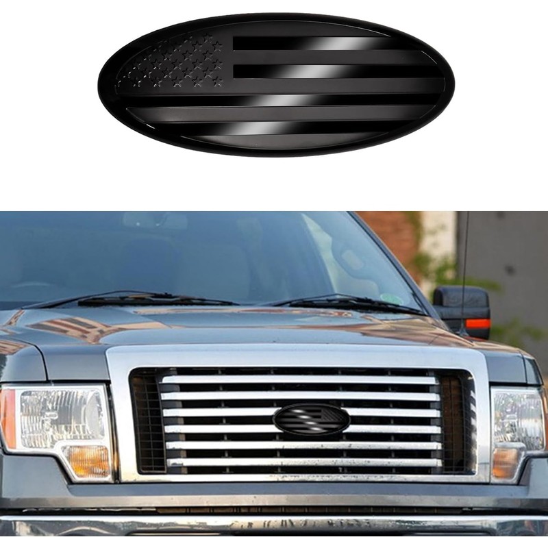 HHLOU 2 Pieces 9 Inch Replacement Emblem,American Black Flag Front