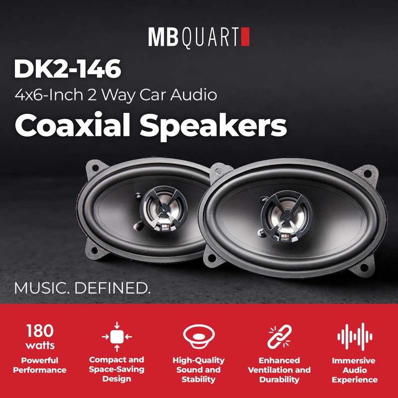 MB Quart 4x6" 2 Way Car Audio Coaxial Speakers with