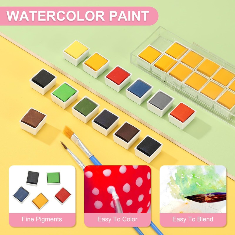 PATIKIL 12Pcs Watercolor Paint Refill, 4g Solid State Watercolor Paint