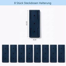 Brelet 8 St1ck Selbstklebender Stanzfreier Sockelhalter, Steckdosenleiste Halterung Power Strip Holder Steckdose Fixierer Wandhalterung St?nder f1r Steckdose Router K1che Organisieren(Dunkelblau)