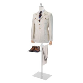 Male Mannequin Torso Body with Wooden Arms,Height Adjustable Manikin Full Body Man for Clothing Market Shop Window Display, Detachable Shoe Holder Pants Rack, Male Dress Form Mannequin Body