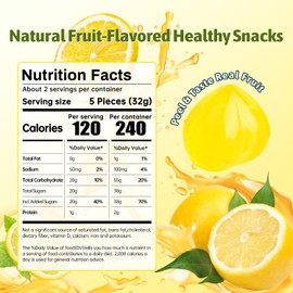 Peelable Gummy Candy Intense VC Lemon Fruit Chewy Gummi Snack Low Sugar & Calorie, Healthy Snacks For Kids & Adults – Individual Soft & Chewy Candy Snacks (Pack of 8, 3.17OZ, VC Lemon)
