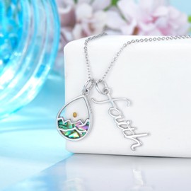 AOBOCO Mustard Seed Necklace Sterling Silver Faith Mountain Religious Necklace Christian Jewelry for Women(Teardrop)
