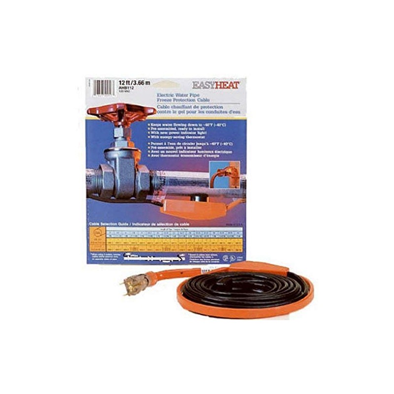 EasyHeat 12' Pipe Heating Cable, Prevent Pipe Freeze, Easy to