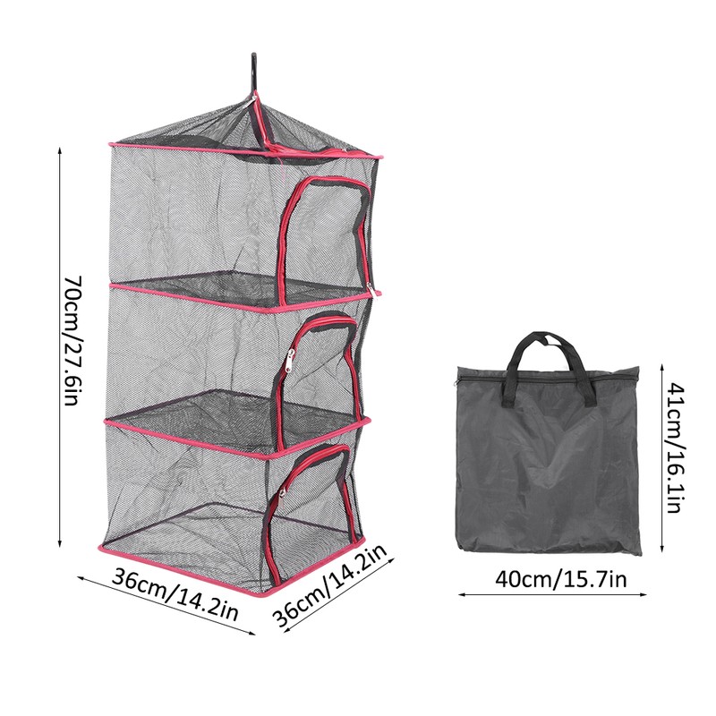 Outdoor Hanging Drying Rack Folding 4 Layers Storage Basket for