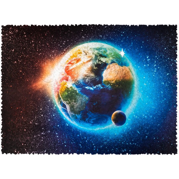 WOOSAIC Wooden Jigsaw Puzzles - Space Planet Earth, 1000 Pieces, 23.6" x 17.3", Beautiful Gift Package, Unique Shape Best Gift for Adults and Kids