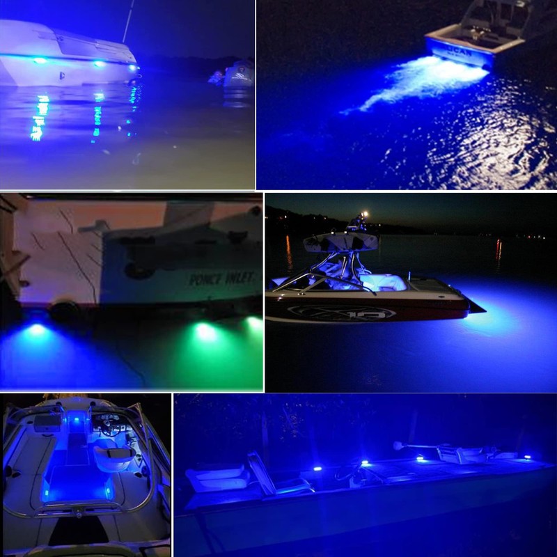 UWDESY 2Pcs 27 LEDs Blue Marine Boat Lights,IP68 Waterproof Underwater