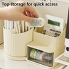 Desktop Organizer Rotatable, 360-Degree Rotatable Desk Organizer Case, Drawer Attached