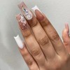 24 Pieces Medium Length False Nails Flower Fake Nails Rhinestone