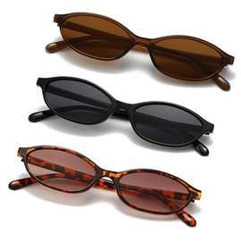 DHUGZFT Retro Oval Sunglasses for Women fashions Lightweight Narrow Shades Womens Cute Small Cat Eye Sunglasses (3)