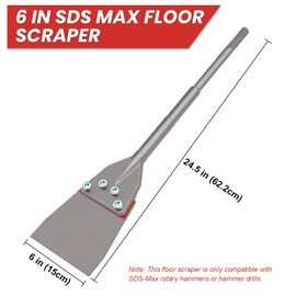SDS Max Floor Scraper, TOOVEM 6 Inch Floor Scraper SDS Chisel Bits with Replacement Balde, SDS Max Chisel Long Handle Heavy Duty Thinset Removal Tile Adhesive Removal Tool for Rotary Hammer Drills