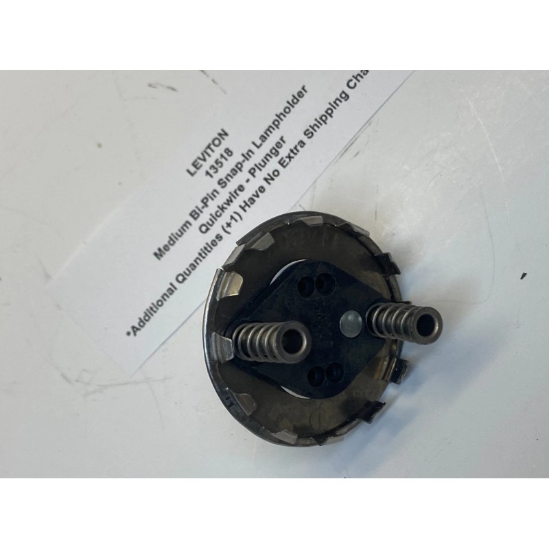 LEVITON 13518 Medium Bi-Pin Snap-In Lampholder - Quickwire - Plunger