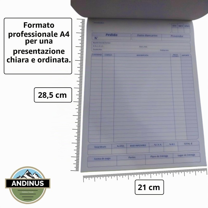ANDINUS Confezione da 2 librerie per ordini autocopianti, 50 fogli