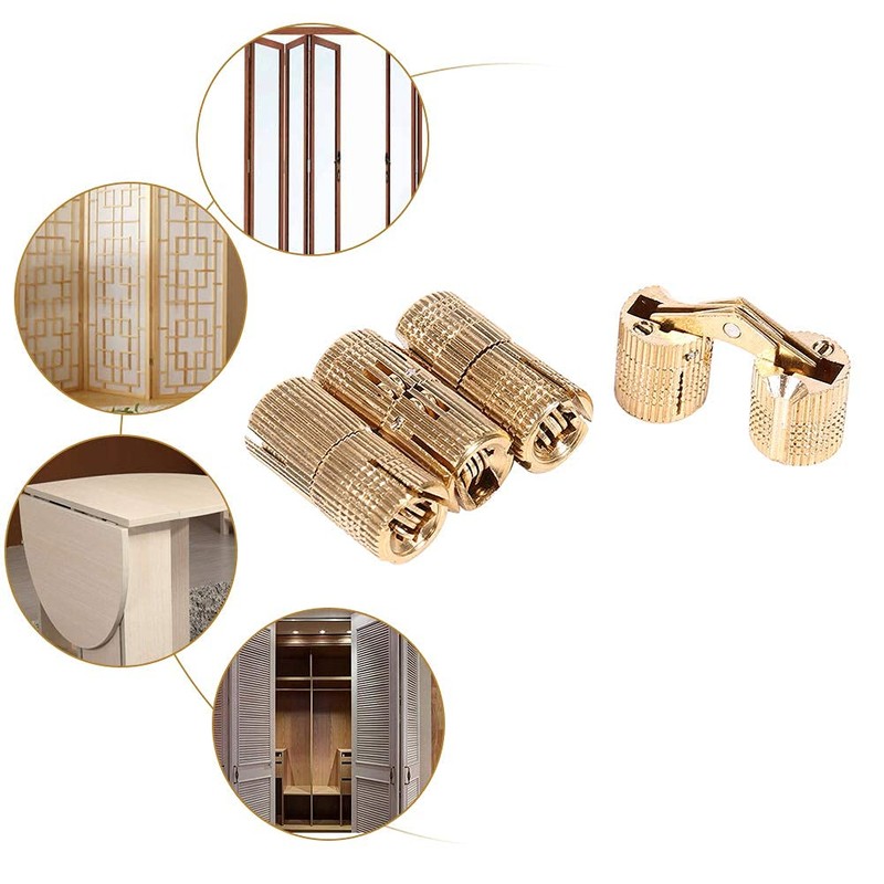 4pcs/Pack Brass Hidden Concealed Hinge Invisible Barrel Hinge for DIY
