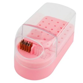 Plastic Surface Fine Workmanship Dustproof 30 Holes Nail Drill Bits Storage Box Nail Art Drill Bit Holder for Nail Salon Home Manicure Polishing Head Organizer (Pink)