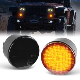 POPMOTORZ JK LED Turn Signal Light LED Indicator Blinkers Compatible with Jeep Wrangler JK 2007-2018 Amber Parking Lights (Smoked Len)