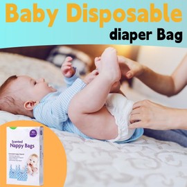 Disposable Nappy Bags, Pack of 90 Baby Disposable Nappy Bags, Baby Disposable Nappy Bags, Scented Nappy Bags, Baby Plastic Nappy Bag, Baby Nappy Bin Bags, Disposable Nappy Bags with Tie Handle