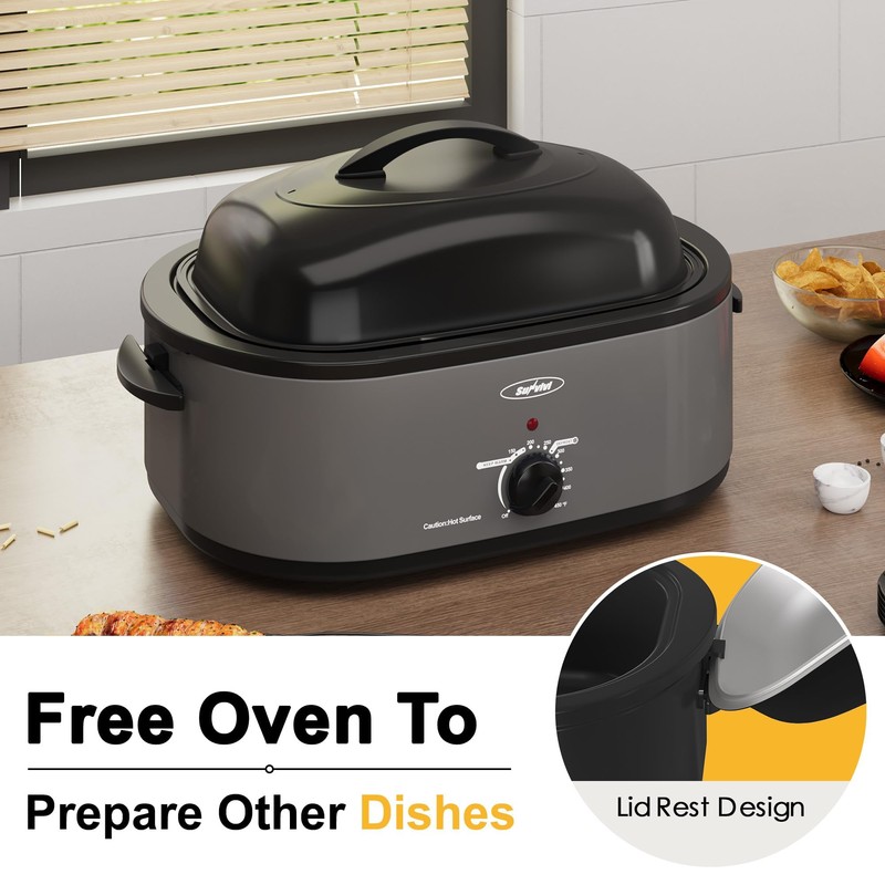 Royalcraft Roaster Oven with Self-Basting Lid, 18qt Electric Roaster with