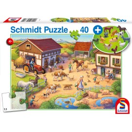 Schmidt Spiele 56379 Fun 40-Piece Children's Puzzle with Farm Set, Multi-Coloured