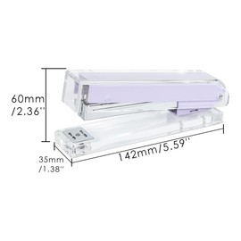 Purple Stapler Clear Acrylic Body Desk Staplers with Large Capacity Non-Slip No-Jam Desktop Stapling Tools for Office Home Desk Accessories Supplies