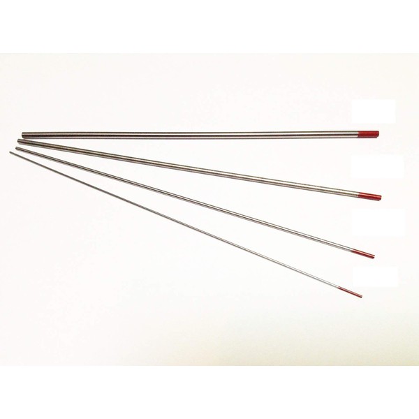 WeldingCity 4-pcs TIG Welding Tungsten Electrodes 2.0% Thoriated (Red, EW-Th2) Assorted Diameter 0.040"-1/16"-3/32"-1/8" x 6"