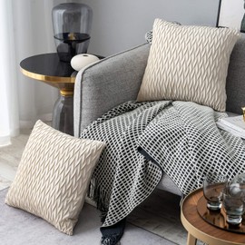 Sunia Cushion Covers Pack of 2, Original Striped Velvet Cushion Covers for Home Bedroom Decor