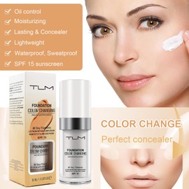 EONFAVE Color-Changing Liquid Foundation, SPF 15, All-Day Flawless Concealer Foundation, Moisturizing, Long-Lasting Makeup Wear Foundation, Nude Adaptation, Lightweight