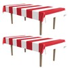 Beistle Red & White Stripes Tablecovers, 54” x 108”, 2