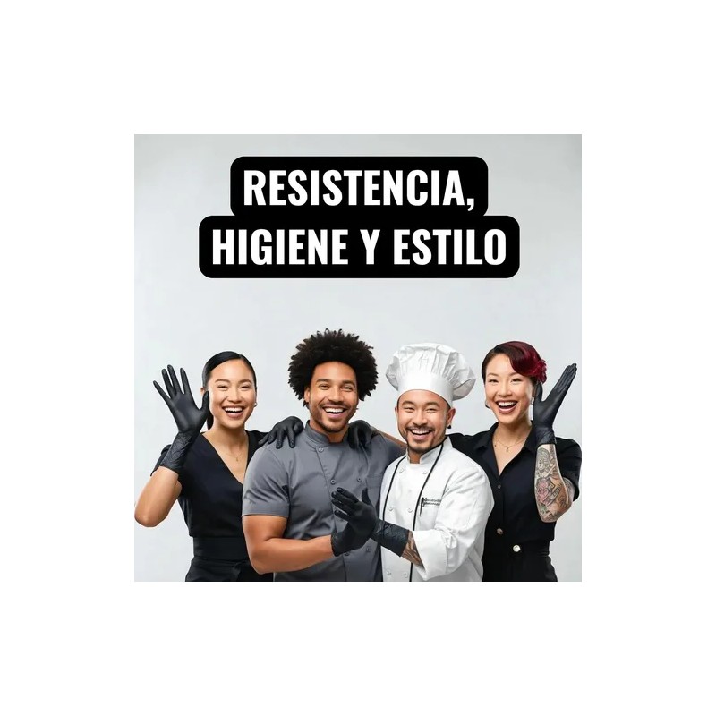 Guantes Descartables Antideslizantes Ambiderm Nitrilo Color Negro Talle Extra Chica