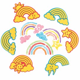 Baker Ross FE146 Rainbow Foam Stamp 10 Pieces Craft Stamps Stamp Sets for Kids Arts and Crafts Projects