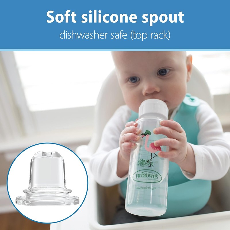 Dr. Brown's Milestones Narrow Sippy Bottle, 100% Silicone Soft Sippy