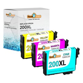 Houseoftoners Remanufactured for Epson T200XL Ink Cartridge High Yield Replacement for Epson T200XL Expression XP-200 XP-300 XP-310 XP-400 XP-410-3 Pack (Multicolor)