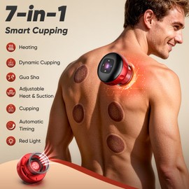 2 Pack Smart Cupping Therapy Massager with Red Light, 7-in-1 Electric Cupping Device, Dynamic Cupping Set with 12-Levels Suction & Heat, Cupping Machine for Pain Relief, Muscle Soreness, Aches, Knots