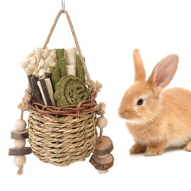 starfa lab Rabbit Chew Toys,Natural Seagrass Hanging Chew Toy,Woven Water Plant Treat for Rabbits,Guinea Pigs and Other Small Pets TeethTeeth Grinding Accessory