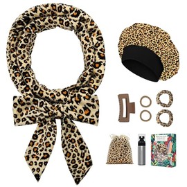 Gwabee- Diadema para Rizos Nocturnos sin Calor - Cinta Suave de 70" para Cabello Largo, Juego de 9 Varillas para Rizar - Leop