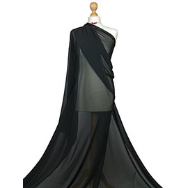 Premium Quality Chiffon Soft Polyester Sheer Fabric Dress Bridal Material CH01 (Black, 1 Meter) by FABRIQUES