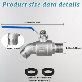 windblowgrass 304 Stainless Steel 3/4" Garden Hose Bib, Heavy Duty Outdoor Spigot, 3/4" Male GHT Threaded Garden Hose Faucet, Lead-Free, Unlimited Flow Outdoor Faucet with 2 Washers and 1 Tape