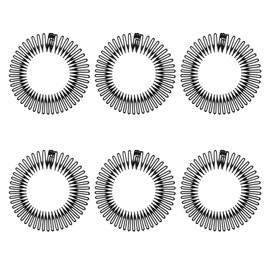 COMNICO Pack of 6 Full Circular Stretch Comb Hair Band Flexible Plastic Circle Headbands with Teeth for Women Girls (Black)