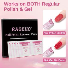 RAQEHO 50 Nail Polish Remover Pads - Nail Wrap Wipes for Nail Polish Removal Lint Free Travel Nail Wipe Soak Off Fingernail Remover Pad Individually Wrapped Nail Paint Removal for On The Go Home Use