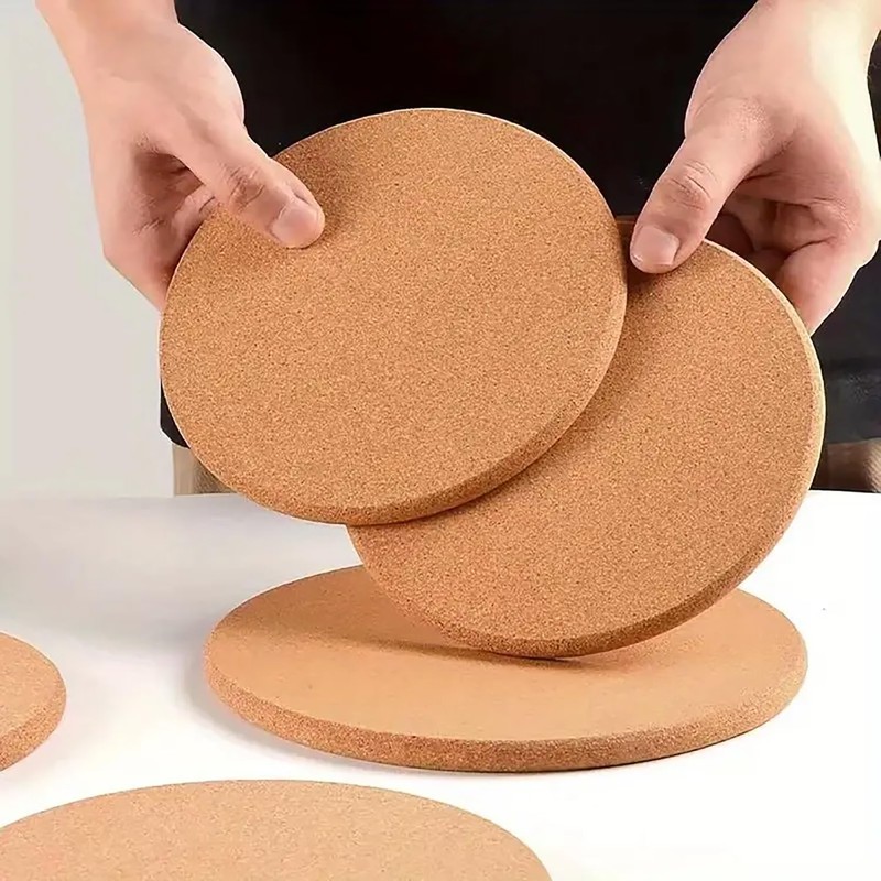 Cobenga Cork Coasters, 6 Pack Thick Cork Mats for Hot