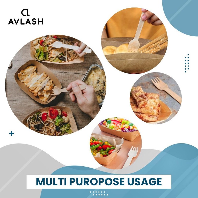 Avlash ® - Pack of 100 Wooden Disposable Fork -Biodegradable