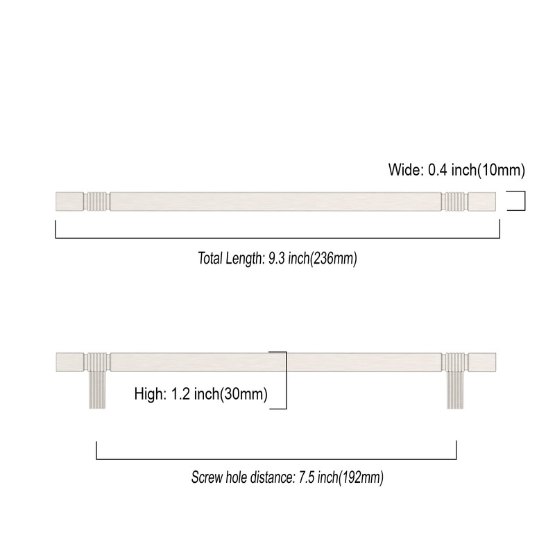 Asidrama 10 Pack 7.5 Inch(192mm) Brushed Satin Nickel Kitchen Cabinet