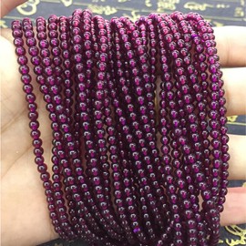 EUMENIDES Women's Natural Gemstone Bracelet, 4/6MM, Tourmaline, Crystal,Agate,Chalcedony，Shell Stone，Stretch Beaded Bracelet (Purple-Black - Garnet，3MM)