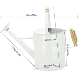 HORTICAN 1 Gallon Watering Can with Wooden Handles, White Watering Can, Metal Watering Can with Removable Spout, Galvanized Watering Can, Perfect Plant Watering Can for Indoor Use and for Outdoor Use