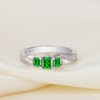 YL Women's Sterling Silver Clear Created Emerald 3-stone Princess Cut