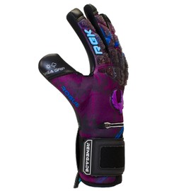 Renegade GK Limited Edition Rogue Shock Wave Goalie Gloves with Finger Protection | 4mm Giga Grip | Purple & Blue Soccer Goalkeeper Gloves (Size 11, Adult, Neg. Cut, Level 4+)