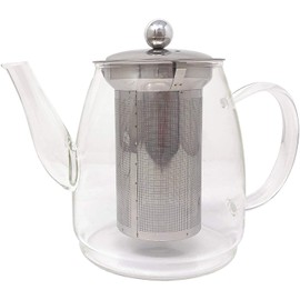 Borosilicate Glass Teapot with Removable Stainless Steel Infuser, 4 Cups 900ML Kettle, Blooming and Loose Leaf Tea Maker - Stove Top Safe