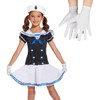 Edozos Children's Sailor Girls Fancy Dress Costume Set Hat +
