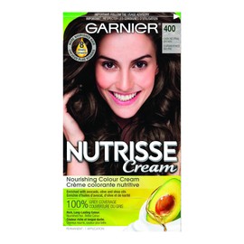 Garnier Nutrisse Hair Colour Cream with Avocado Oil for 100% Grey Coverage, 400 Ice Brown Permanent Hair Dye, 1 Application (Packaging may Vary)