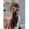 [Kai La Nalu] ネット バレッタ シニヨン おだんごバレッタ リボン ３Ｄ ブラックヘアアクセサリー